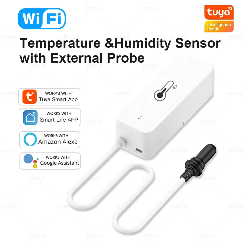 Tuya WiFi senzor temperature i vlage s vanjskom sondom, bežični termometar s aplikacijom za nadzor zamrzivača, hladnjaka i akvarija