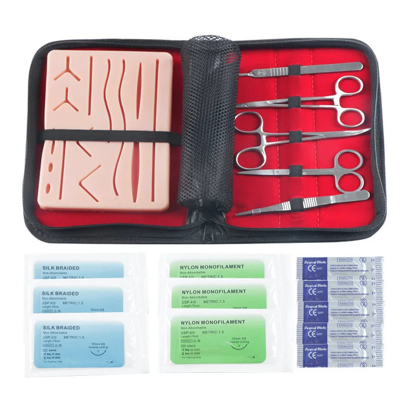 Suture Practice Training Kit with Instruments and Pad