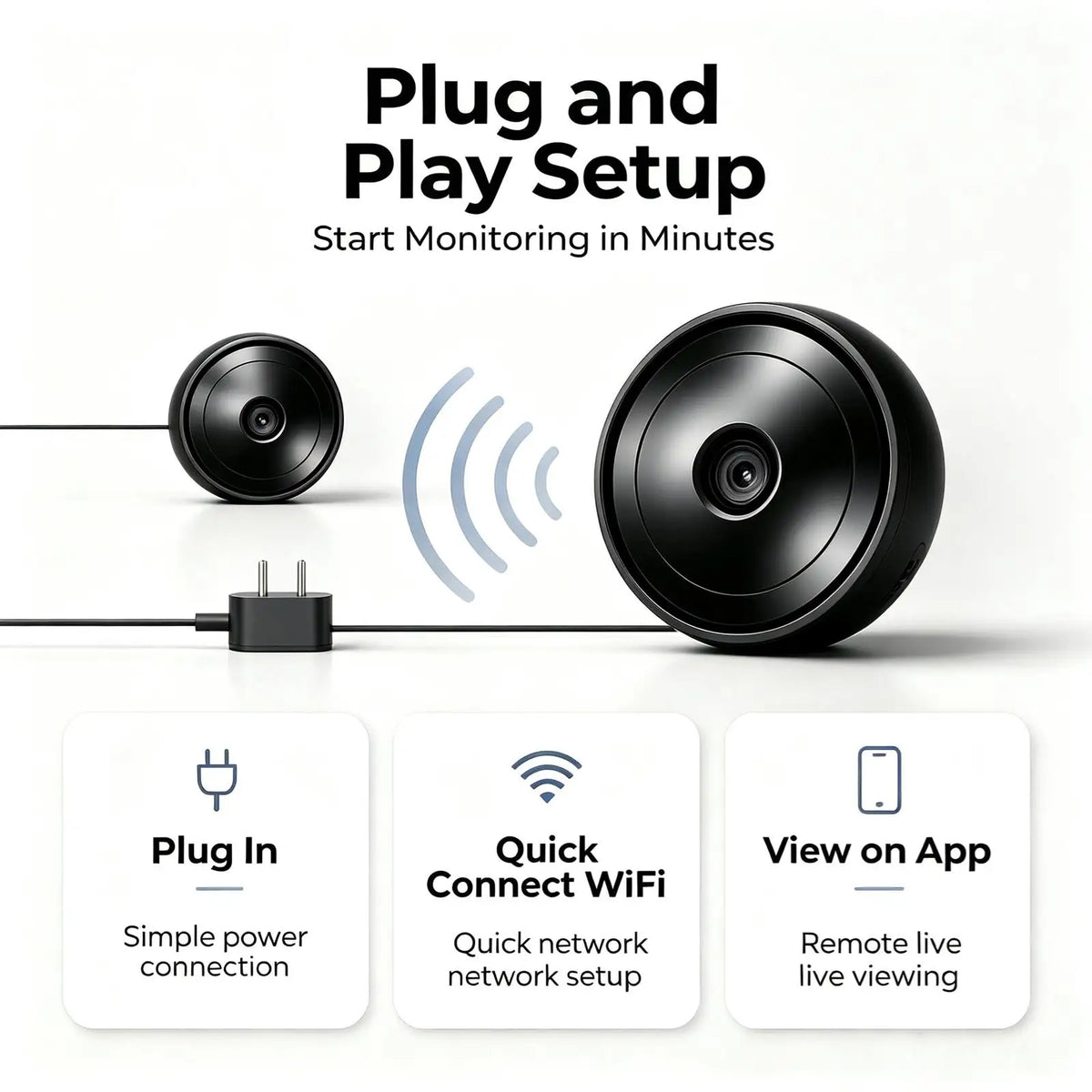 Mini WiFi Camera with 4K HD, Night Vision and Alerts