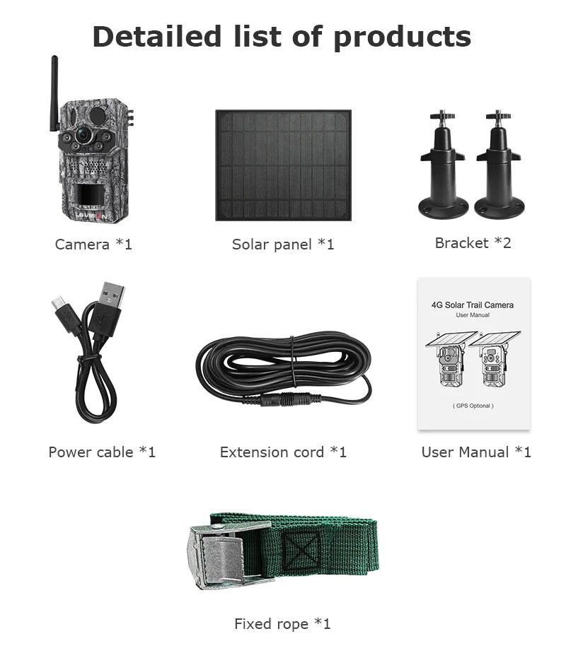 5MP 4G Solar Trail Camera with GPS, 3 PIR Sensors, 125° Detection, 0.2s Trigger, 940nm IR, IP66 Waterproof