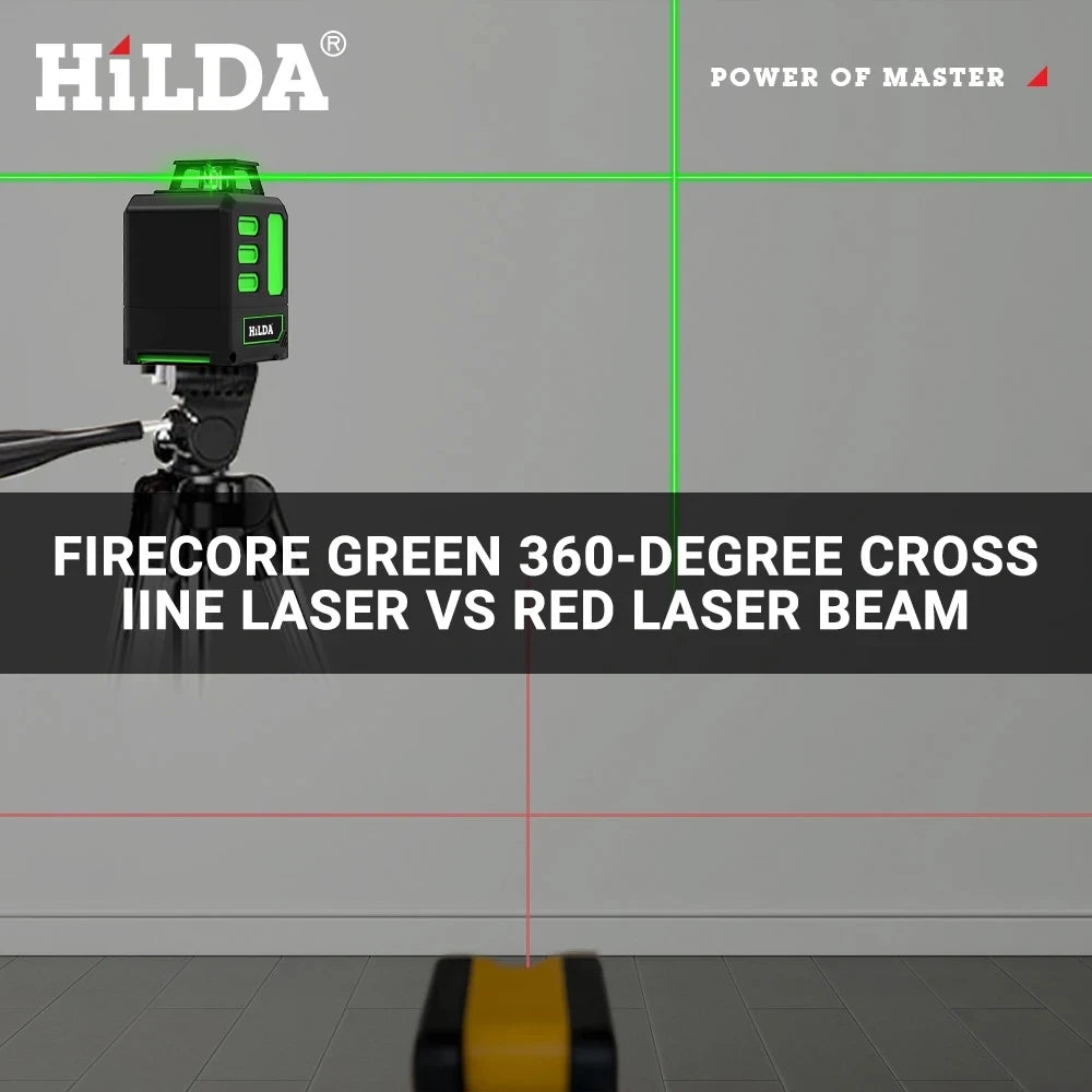 HILDA Laser Level 2 lines/5 Lines 360 Automatic Leveling Level Construction Tool Equipment Green Light Cross Laser Good Gift 