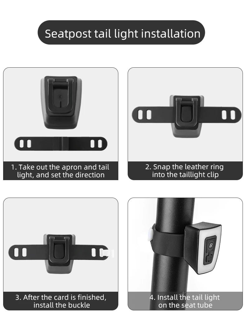 USB Rechargeable Bike Tail Light with 9 Modes Waterproof LED