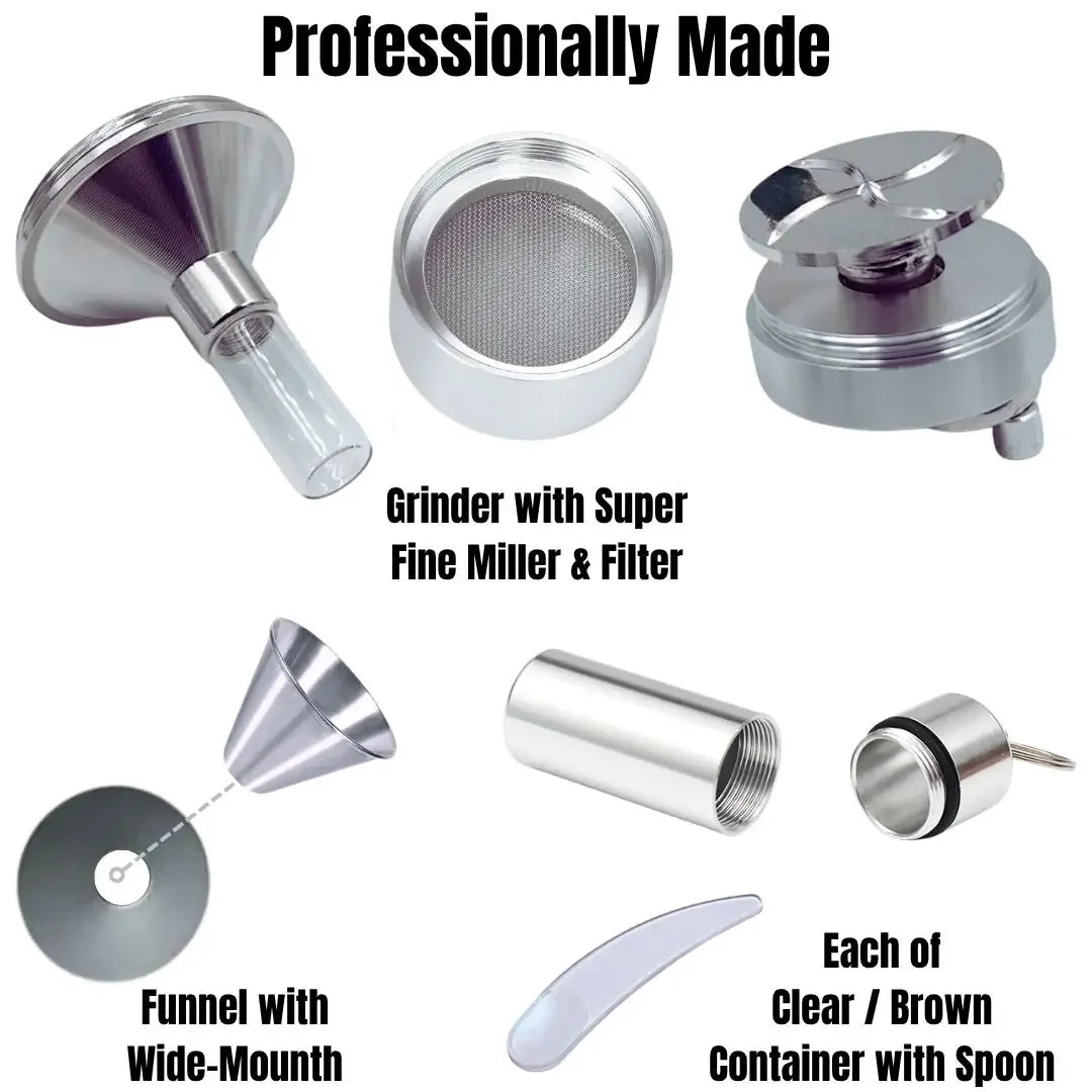 Portable Spice Grinder Kit with Vials & Storage Box
