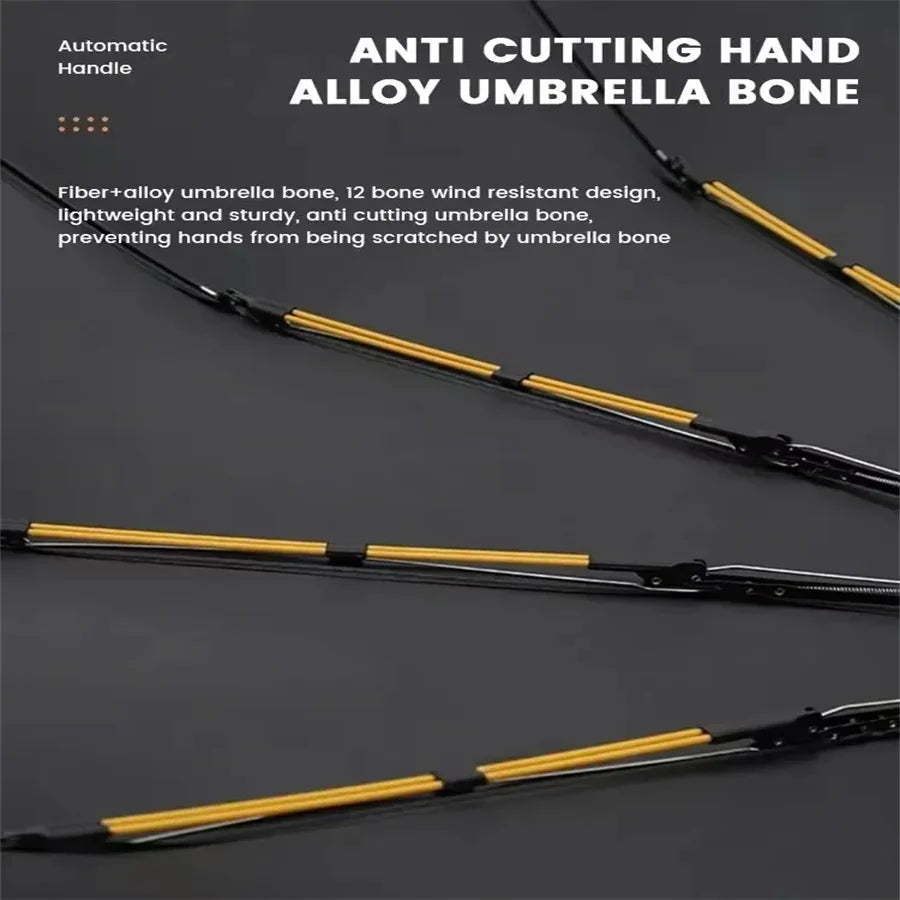 12 Bone Black Glue Fully Automatic Umbrella With Thick And Durable Keel Three Fold Umbrella UV Resistant Folding Umbrella 