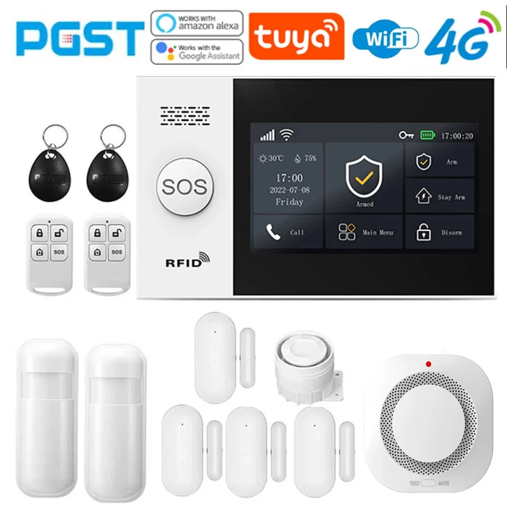 4.3-Inch Smart Home Alarm System with Touch Screen, WiFi, 4G, and Infrared Sensor
