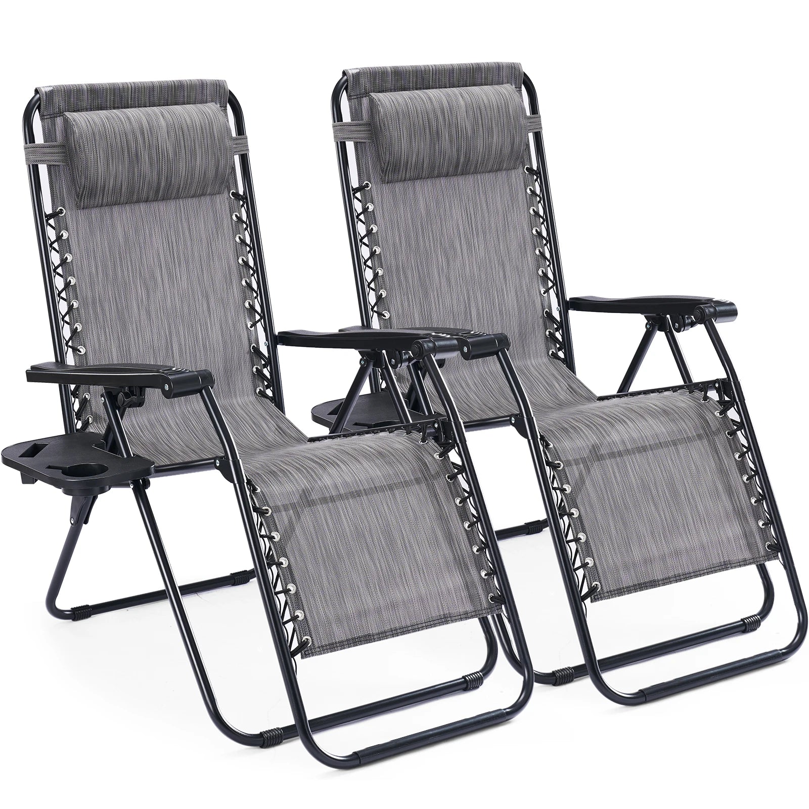 Zero Gravity Recliner Chairs Set of 2 with Tray & Adjustable Headrest