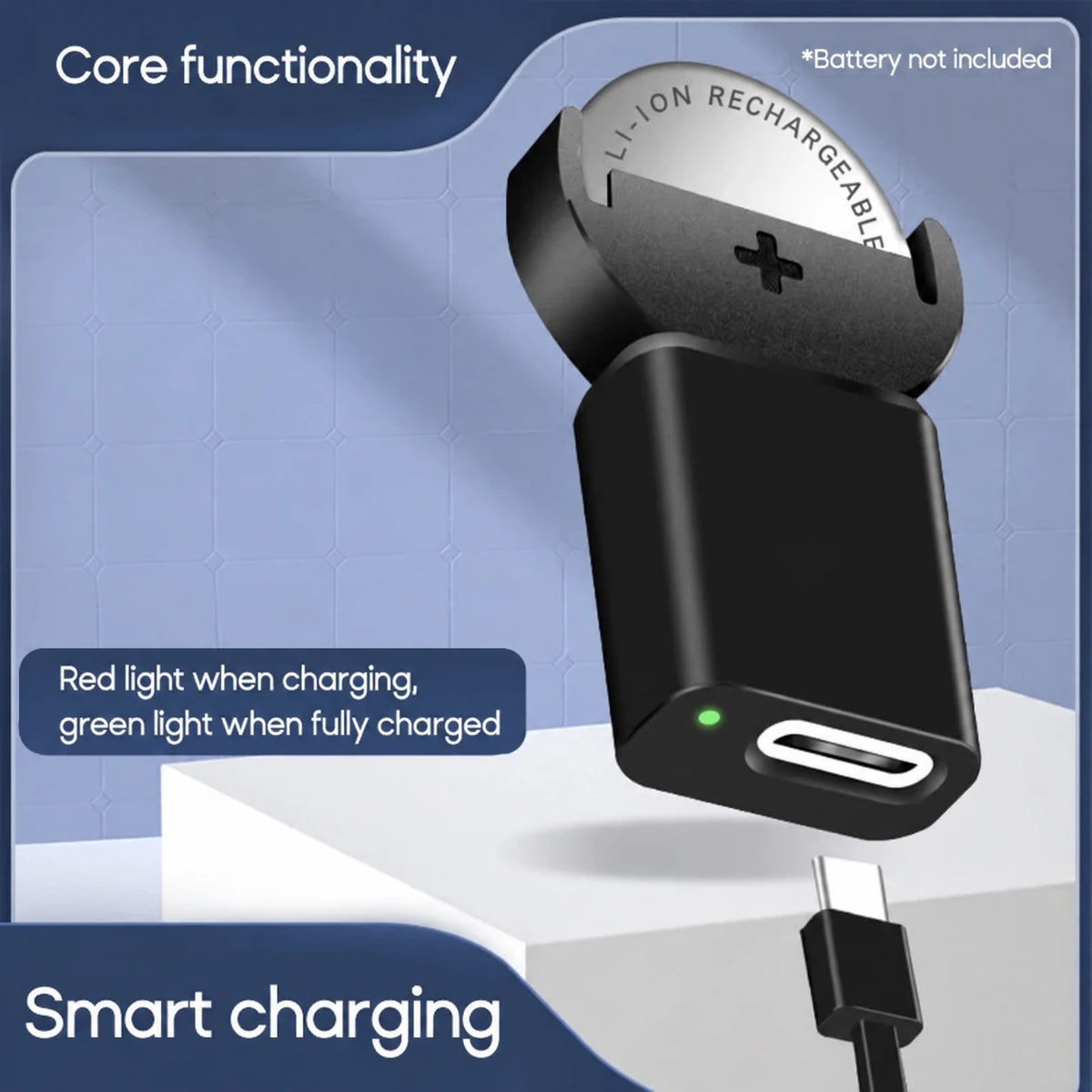Lader for oppladbare LIR2032-knappeceller