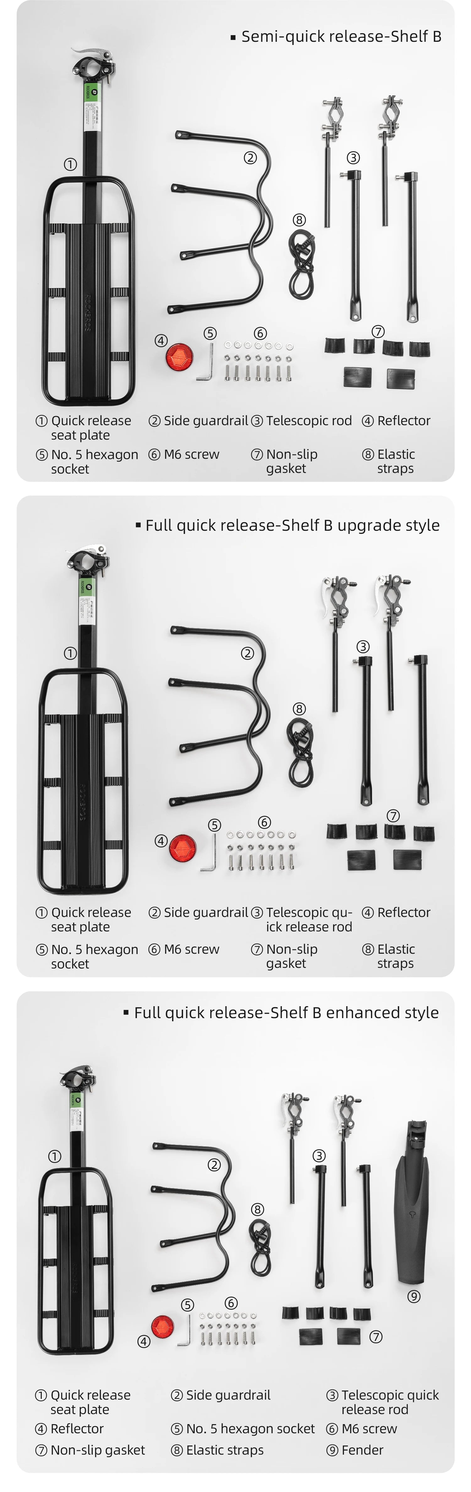 Aluminum Alloy Bike Rear Rack 25kg Detachable Cargo Carrier