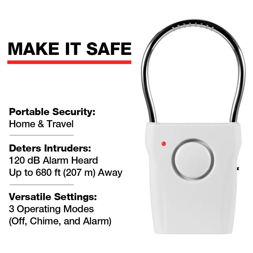 Portable Door Handle Alarm Lock 120dB Vibration Sensor Anti-theft Security Alarm 3 Modes Home Hotel Travel Safety Window Alarm