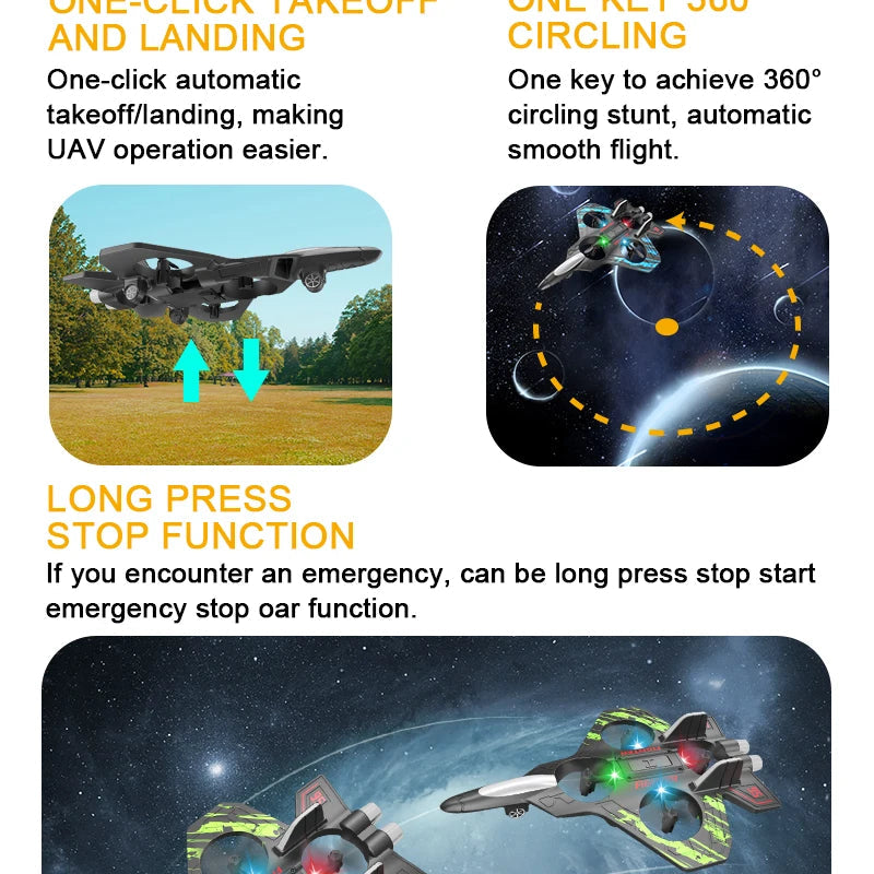 Glider Flying Helicopter RC Hobby Jet Plane 2.4G Stunt Remote Control Foam Fighter Airplane Toy With Light 