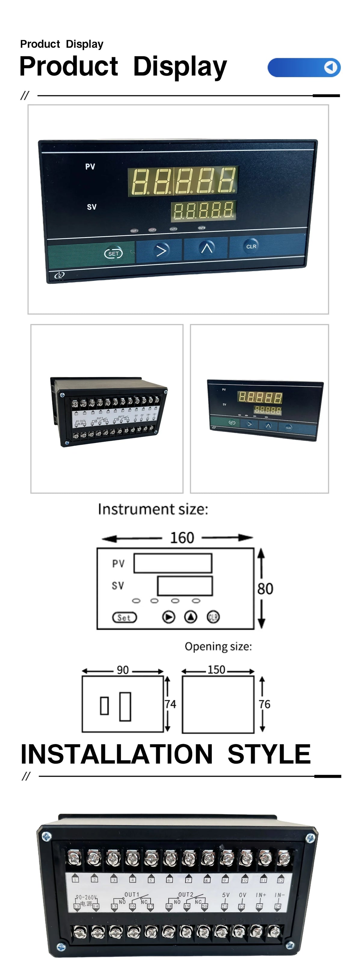 Indicateur de force monté sur panneau avec double fenêtre LED