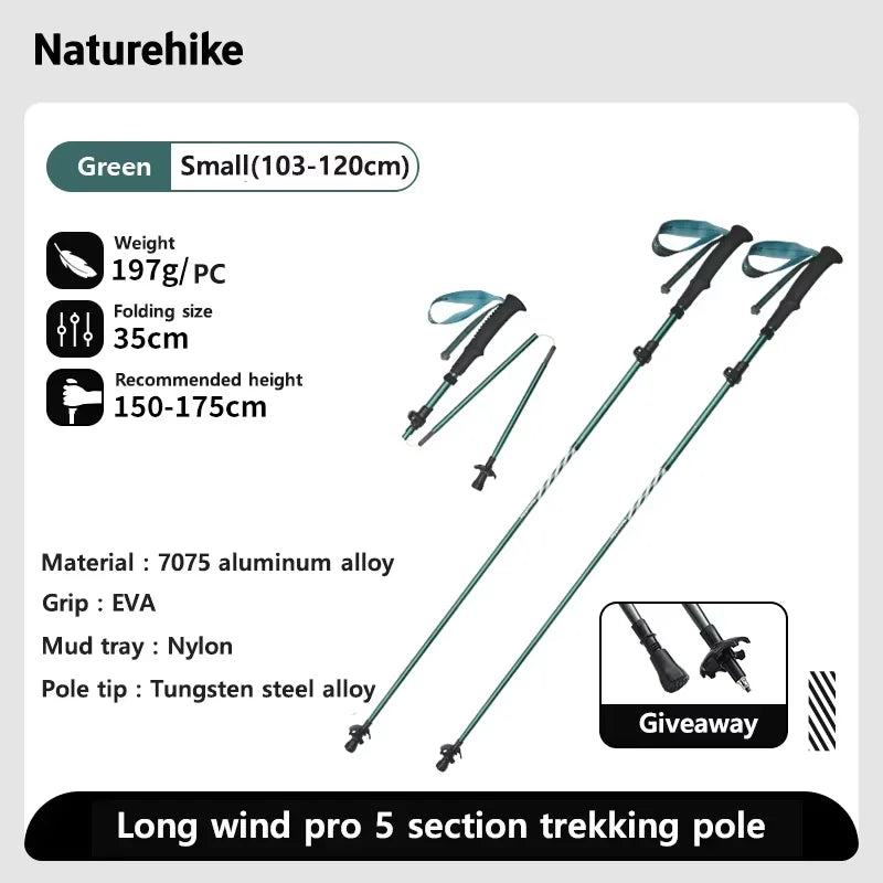 Carbon Fiber Trekking Poles Adjustable 103–135cm Ultralight Hiking Sticks