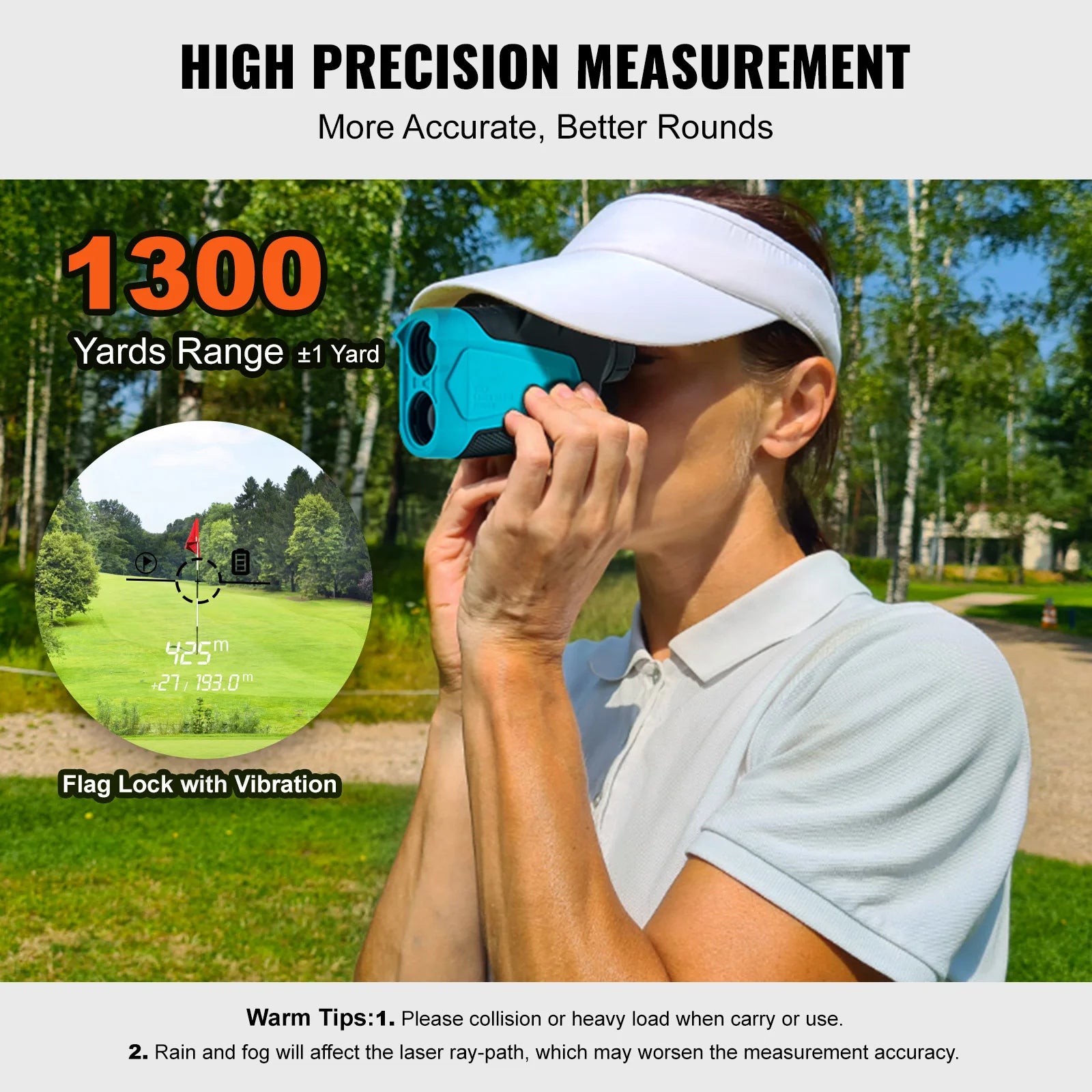 Laser Golf Rangefinder 1300 Yards with Slope & Flag Lock