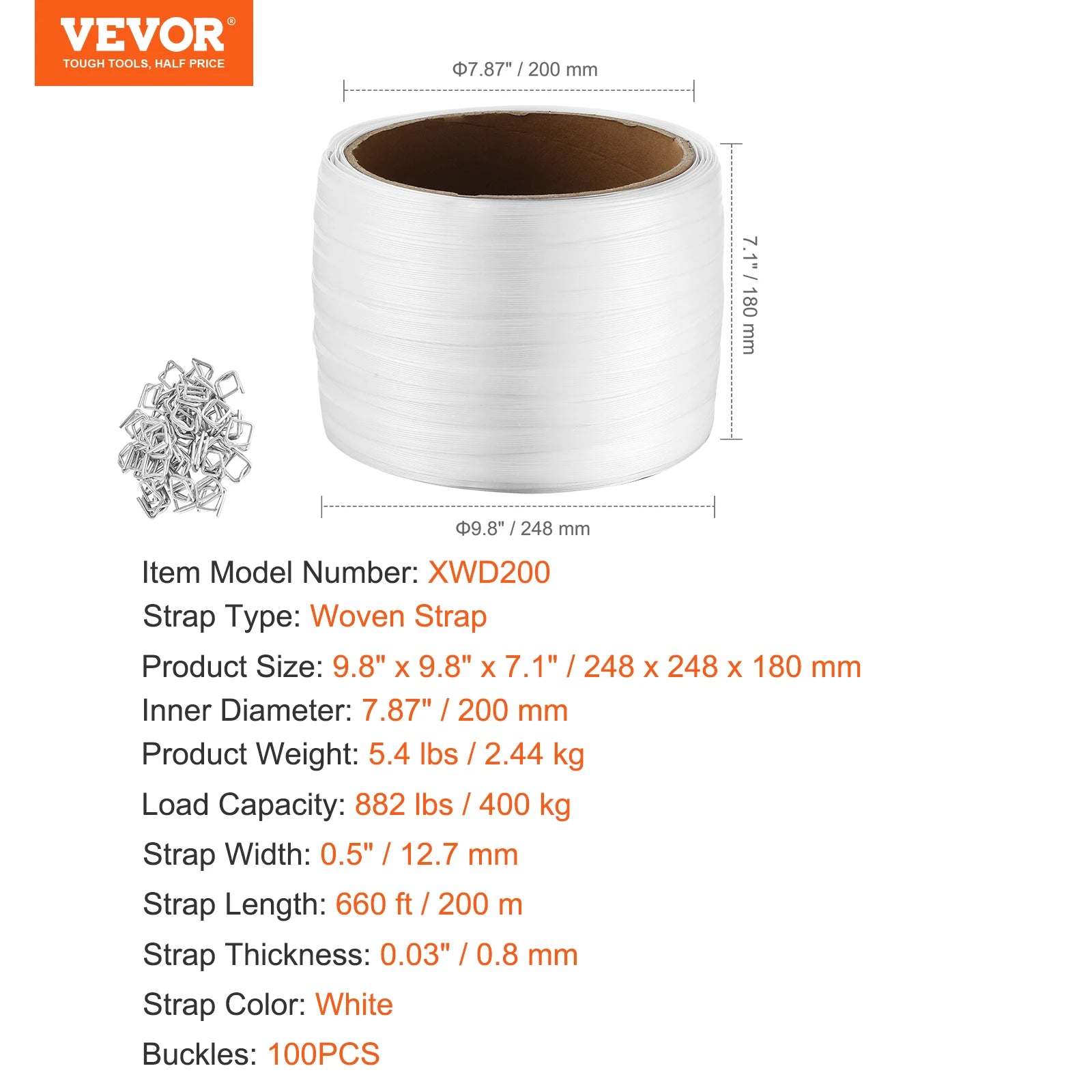 Woven Strapping Roll 330–1640ft Heavy Duty Pallet Packaging Band