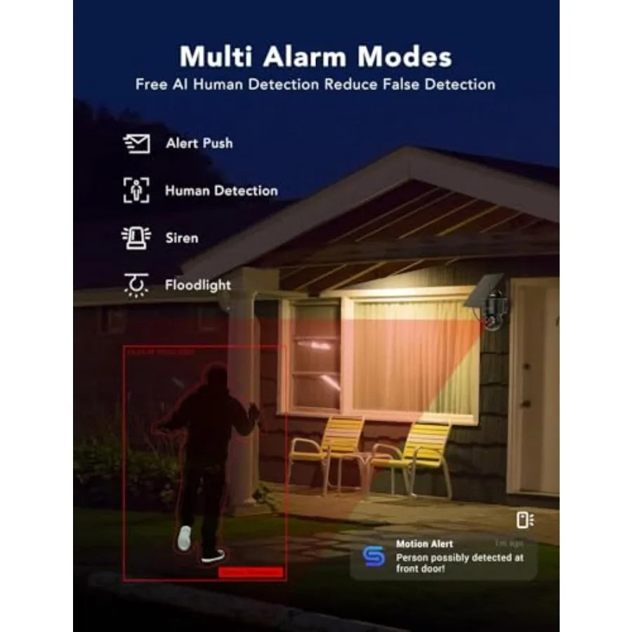 Solar-Powered 2K Wireless PTZ Outdoor Security Camera