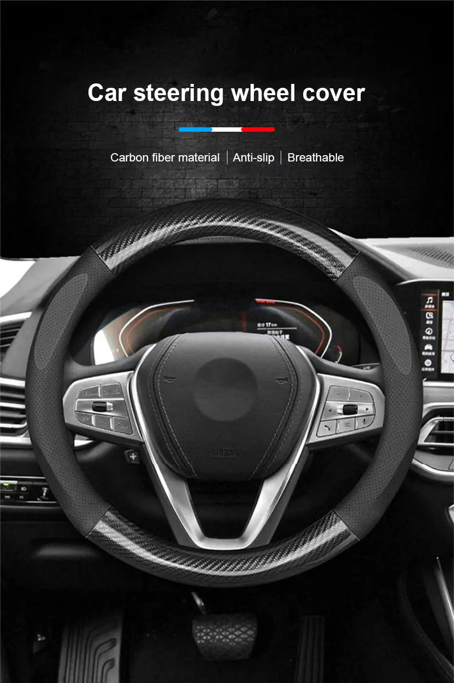 SEAMETAL Heavy Duty Steering Wheel Cover Full-Wrapped Steering Protector Anti Slip Steer Wheel Protection Cover 38cm Universal