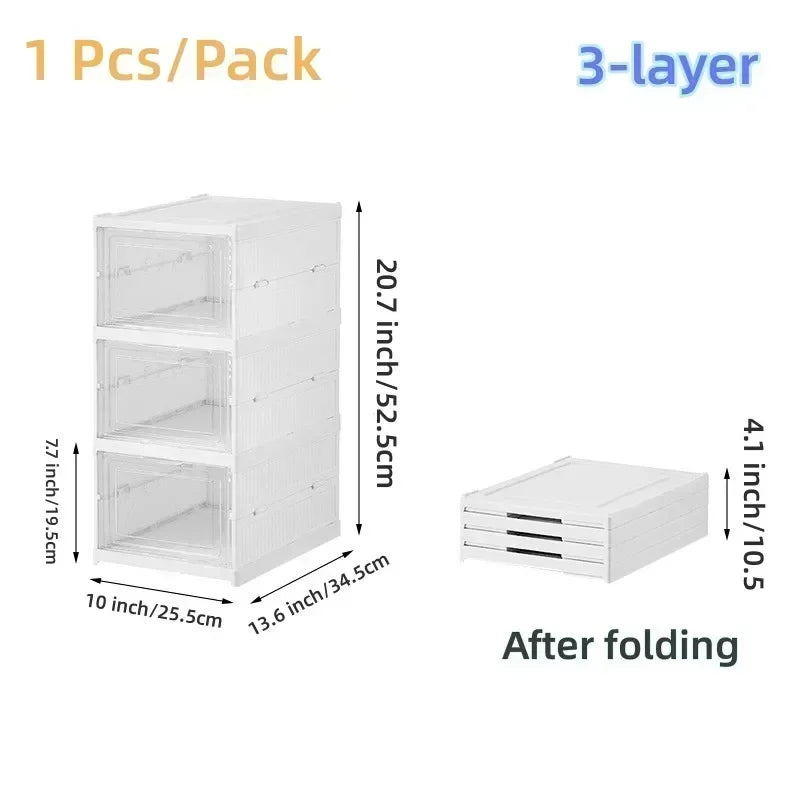 6 Layers Shoes Box Foldable Transparent Sneaker Shoe Storage Organizers Box Stackable Dustproof High-top Cabinet Shoe Rack Shelf 