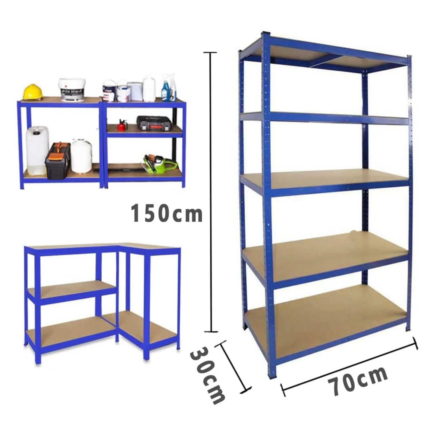 Blue Workshop Organizer Shelf – 5‑Tier Multi‑Purpose Storage Rack