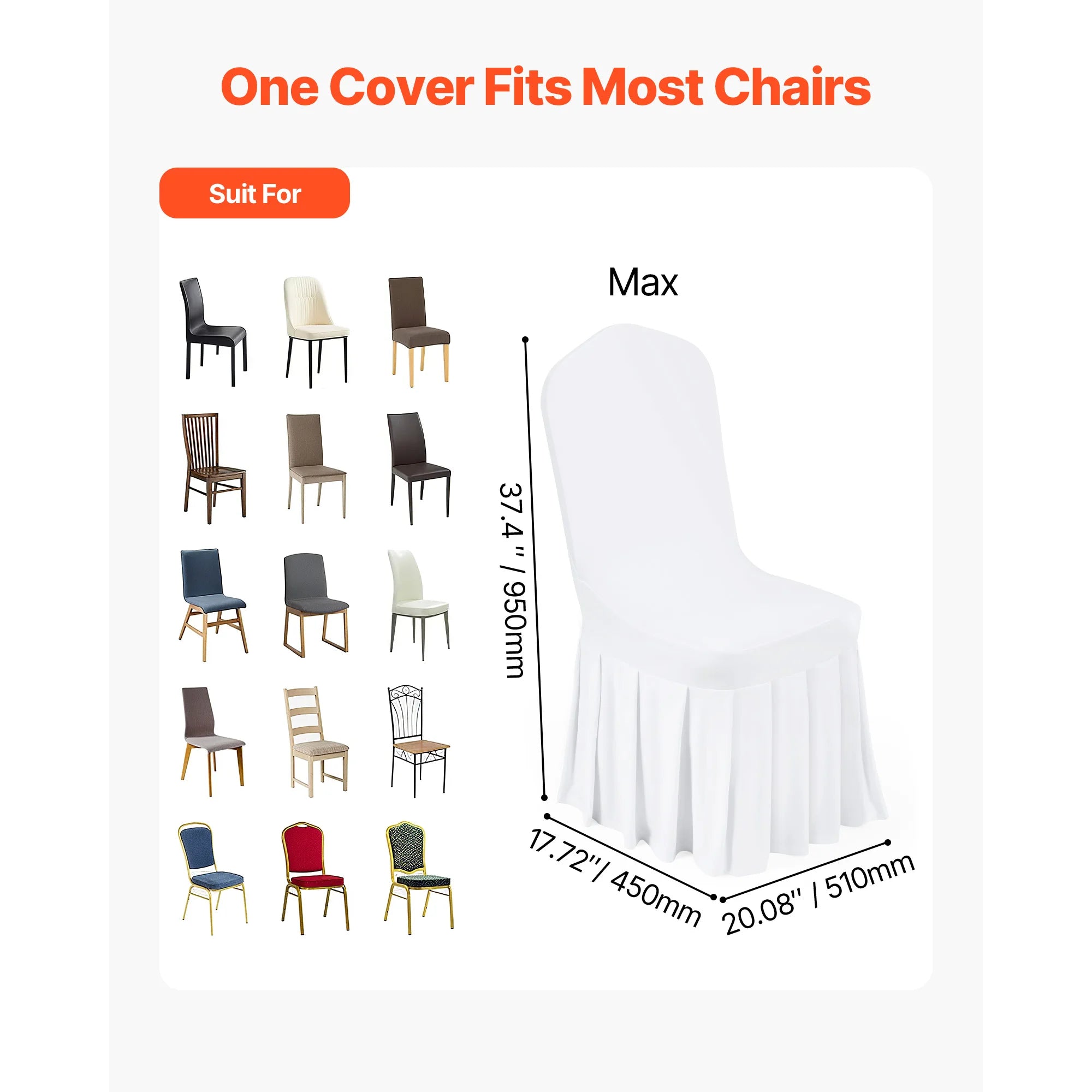 SucceBuy 30 Pcs White Chair Covers Polyester Spandex Chair Cover Stretch Slipcovers Removable Chair Cover for Party, Banquet