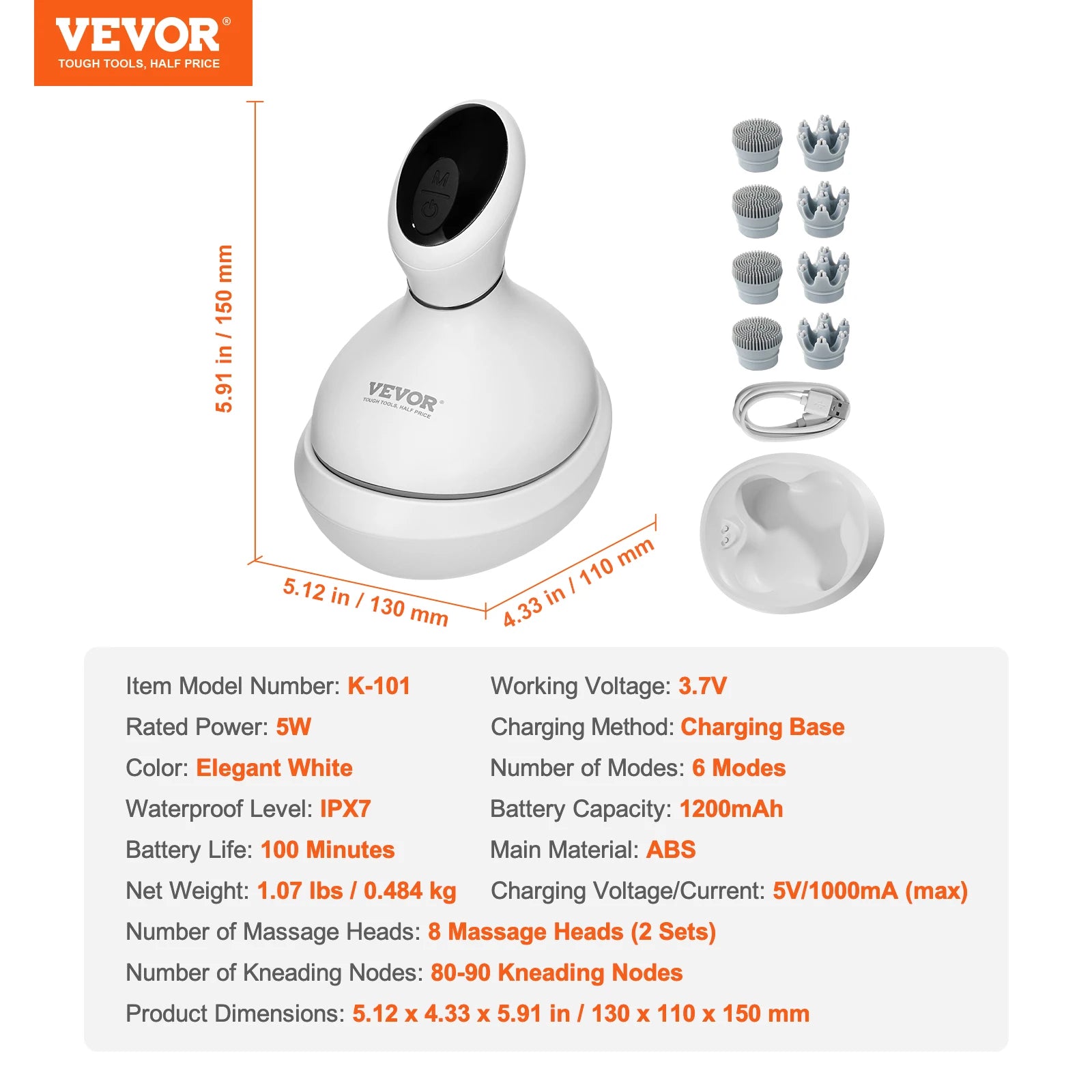 Electric Scalp Massager with 6 Modes Waterproof Rechargeable