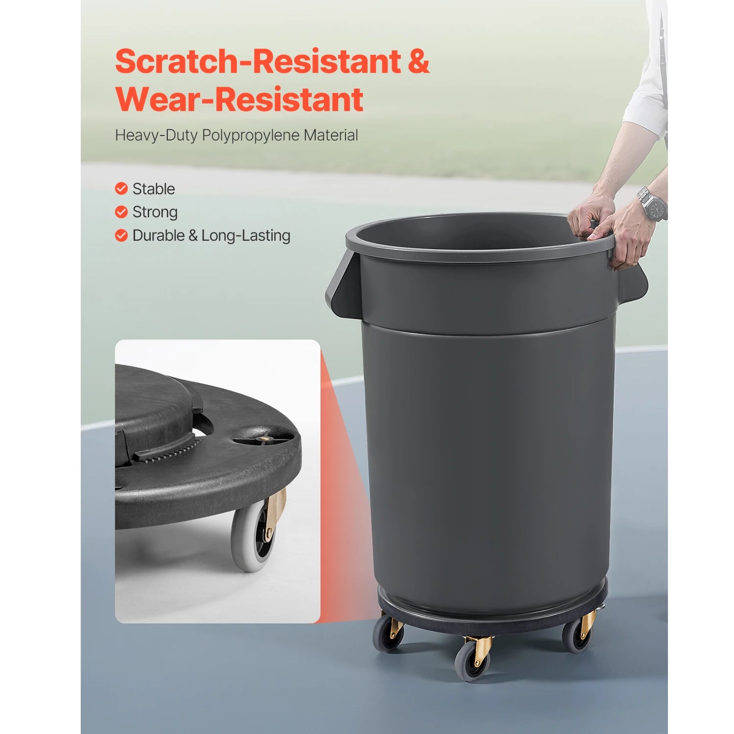 Heavy-Duty Trash Can Dolly with Locking Wheels for 20–55 Gallon Bins