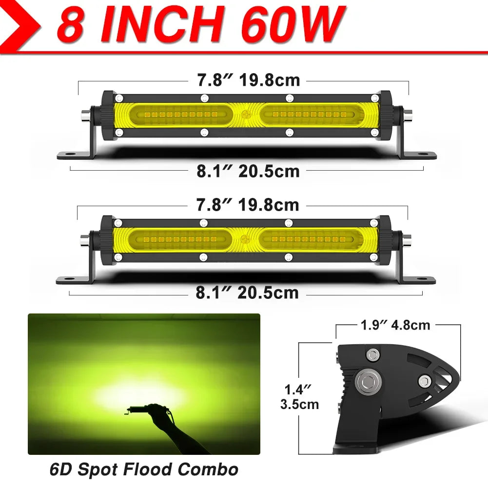 NAOEVO 4x4 Off road Led Light Bar Super Slim 120W 12V 24V 7 12 inch Driving Fog LED Work Lamp For Auto ATV SUV Tractor Boat Jeep