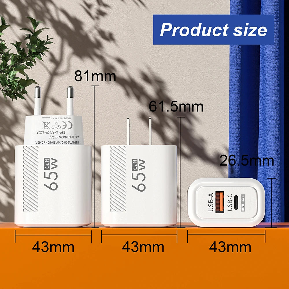 Dual-Port GaN Wall Charger - Plug and Kit Options