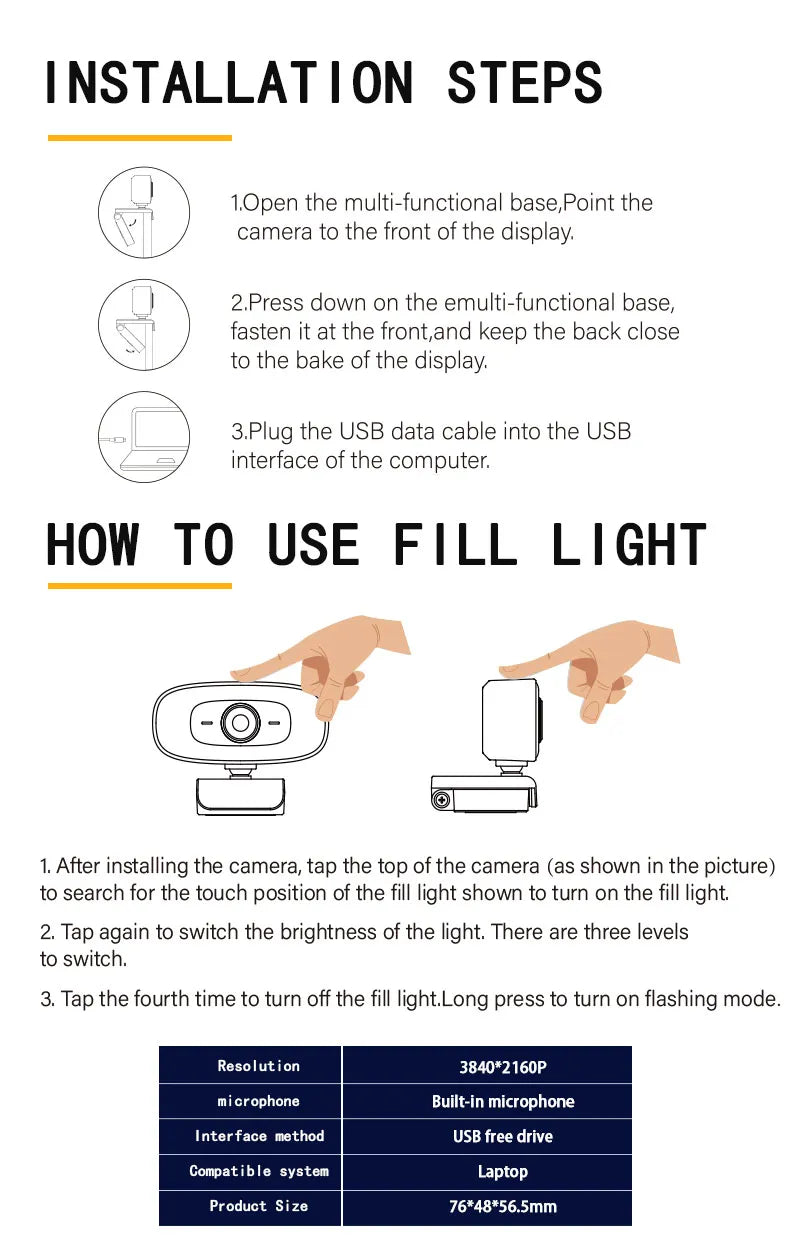Webcam 4K 1080P Mini Camera 2K Full HD Webcam With Microphone 15-30fps USB Web Cam For Youtube PC Laptop Video Shooting Camera