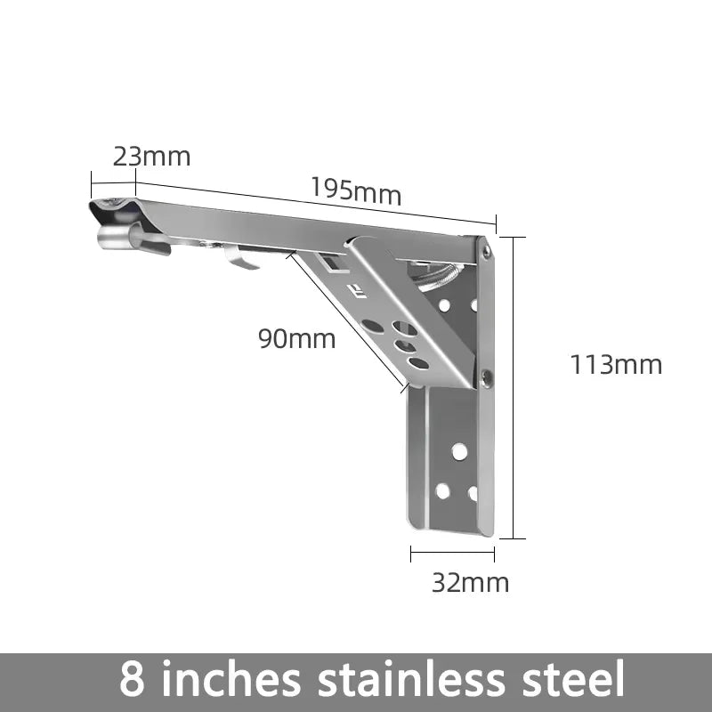 Folding Shelf Brackets, Black or Steel Finish, Pair