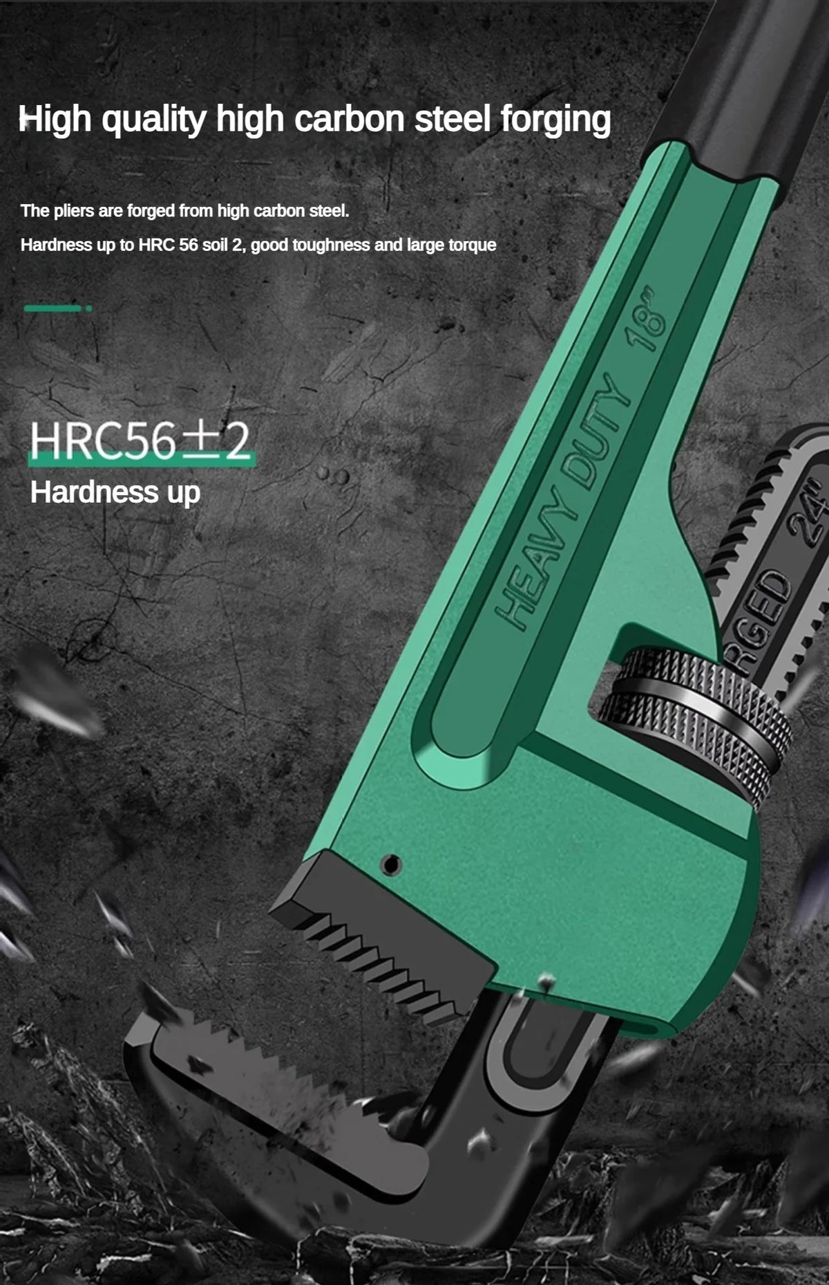Carbon-Steel Pipe Wrench - Size Options