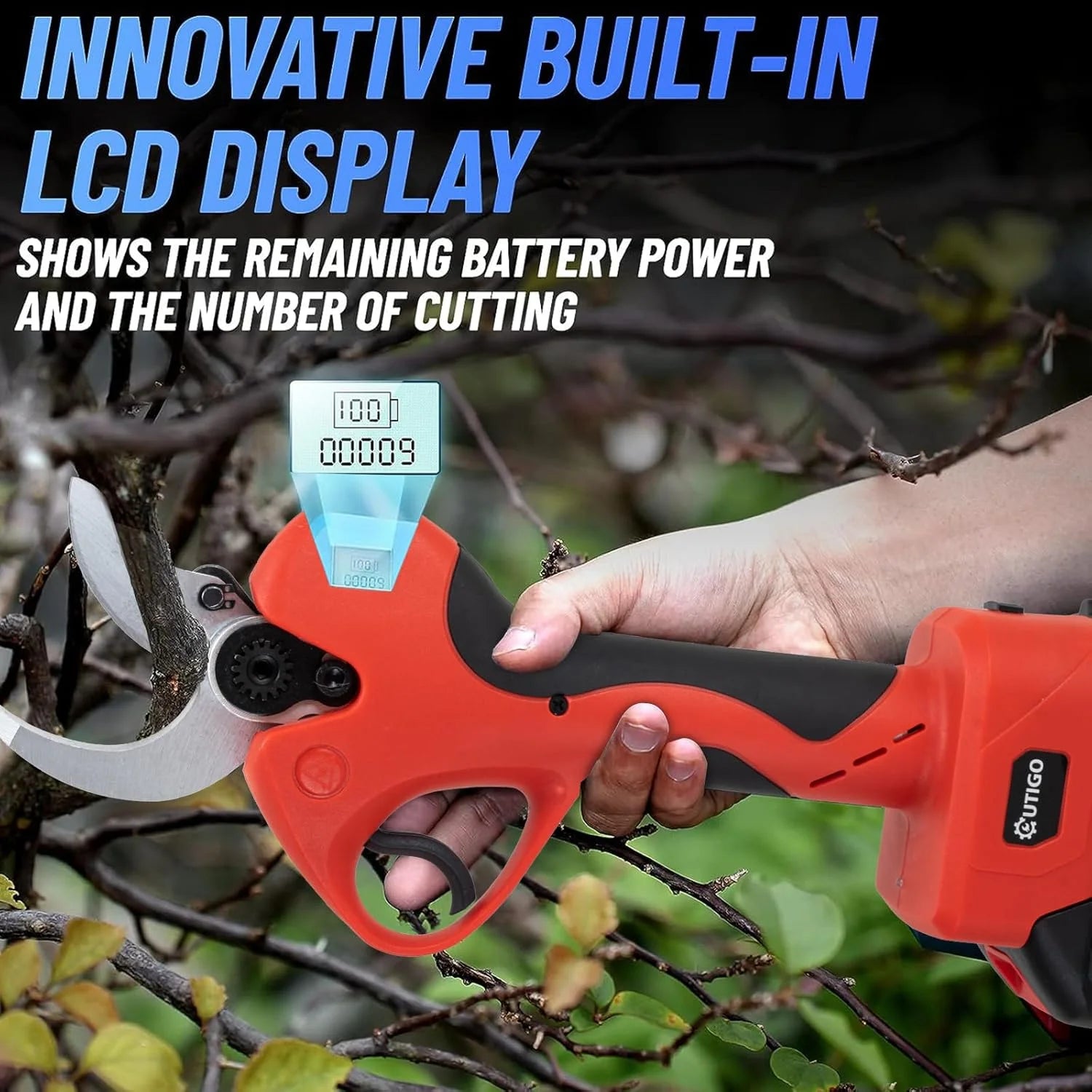 Elektrické záhradnícke nožnice s kapacitou rezu 40 mm a dvojitou batériou