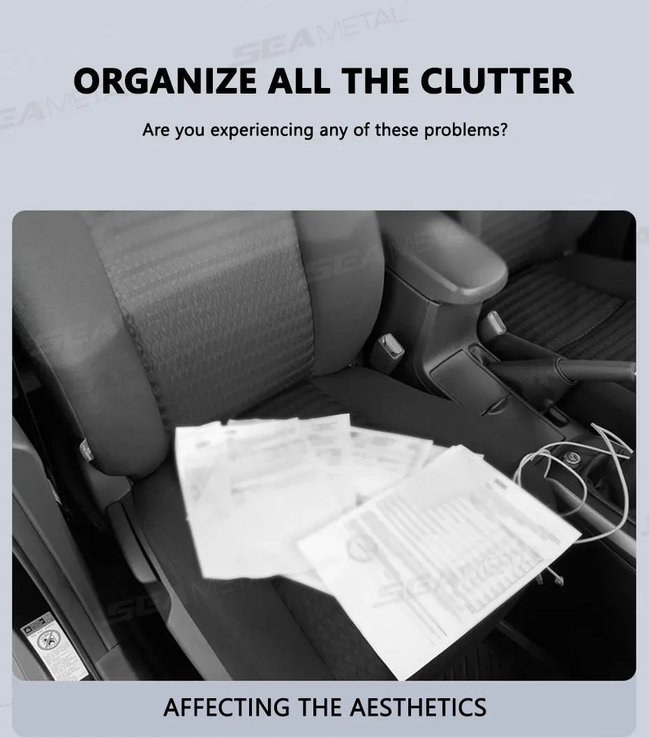 SEAMETAL 9 in 1 Sun Visor Organizer for Car PU Leather Zipper Storage Bag Net Pouch Auto Storage Pocket with Glasses/Card Holder