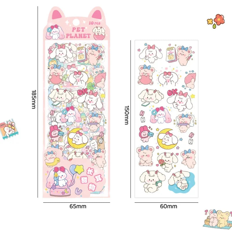 Cartoon Decorative Sticker Sheets – 10-Piece Pack