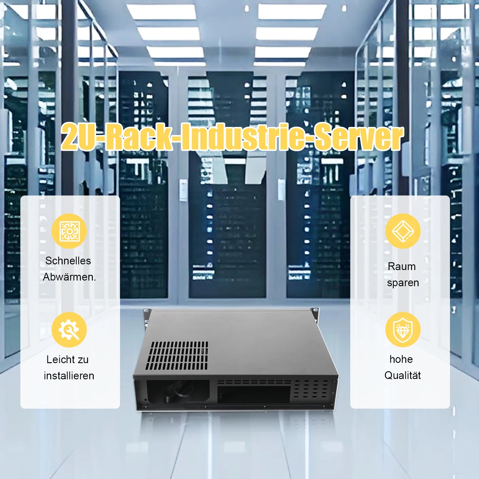 2U chassis aluminium panel ultra kort industrielt kontrolserver chassis datalagring bundkort serverkasse