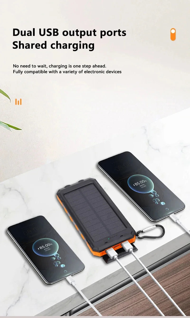 Solarna polnilna baterija s hitro polnjenjem in LED lučko za nujne primere