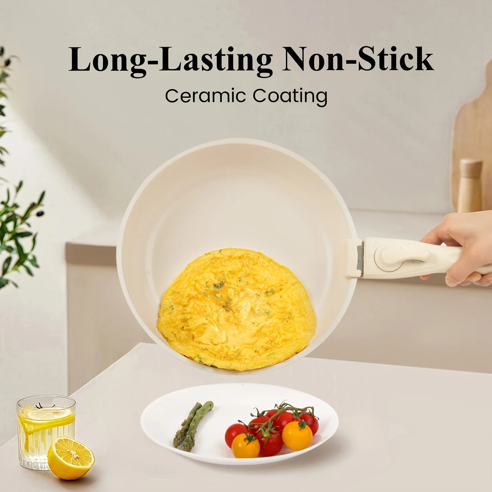 17-Piece Ceramic Nonstick Cookware Set with Removable Handles
