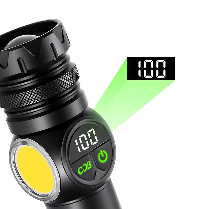 Linterna recargable con zoom y luz lateral COB