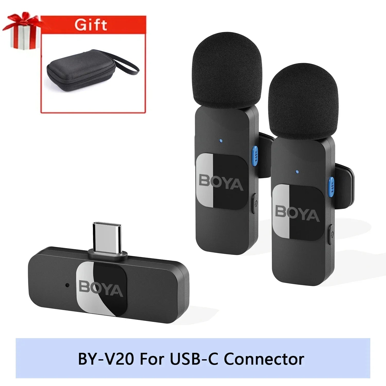 BOYA BY-V Wireless Lavalier Microphone for iPhone 15/16 Series Samsung TECNO REDMI Type-c Devices Video Recording Streaming Vlog 