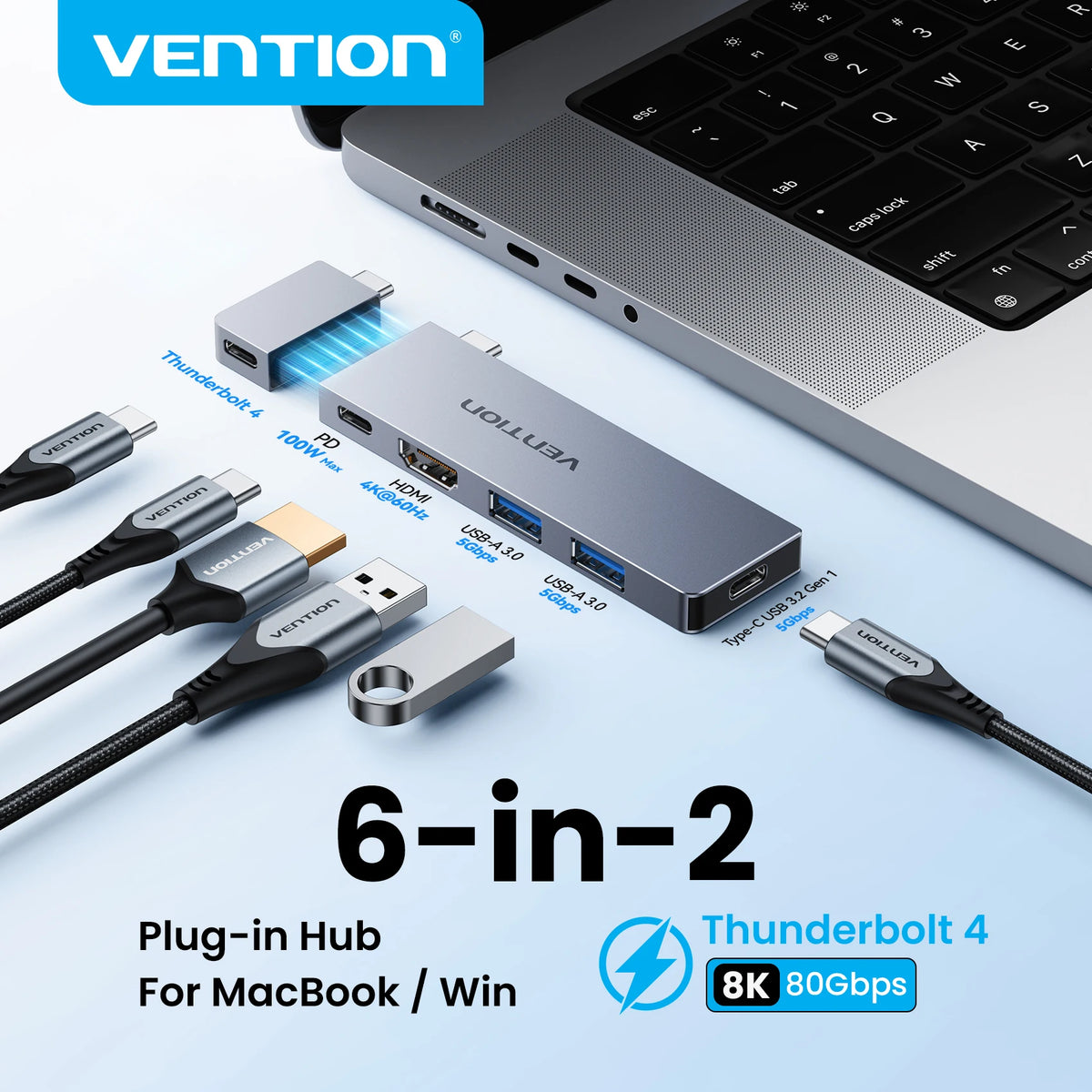 USB-C-Laptop-Hub - 6-in-2 oder 7-in-2
