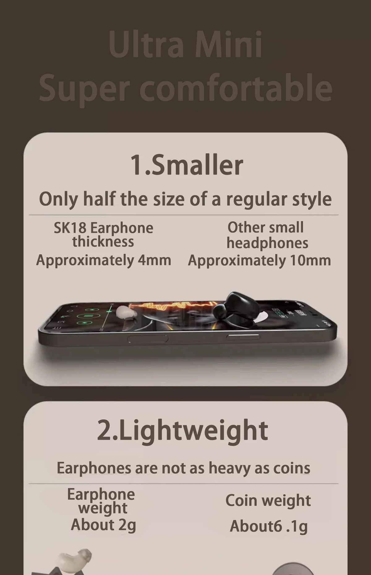 Small Wireless Bluetooth In-Ear Headphones
