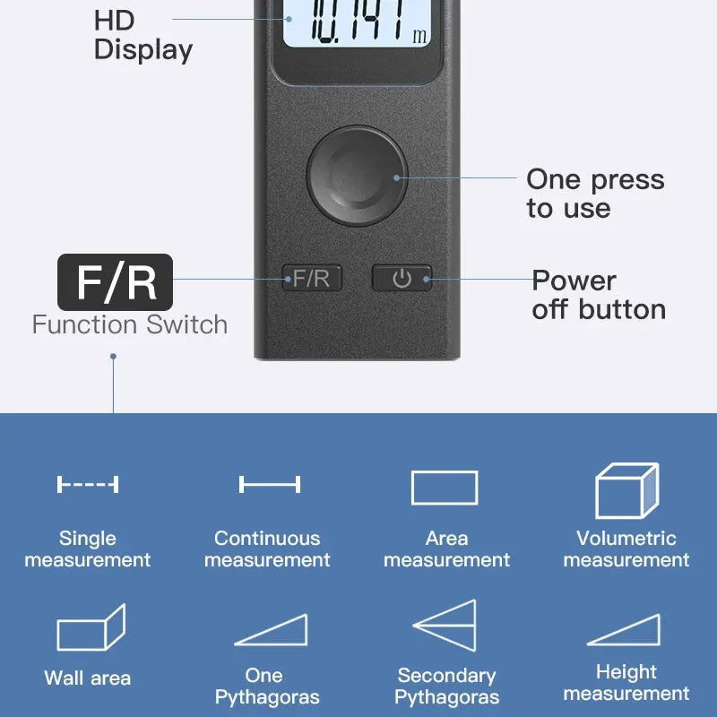 Mini Laser Rangefinder 30m High Precision USB Rechargeable Meter