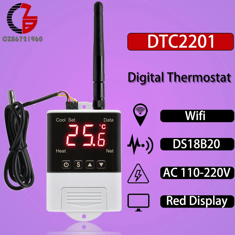 Digitální termostat a vlhkoměr s volbami modelů