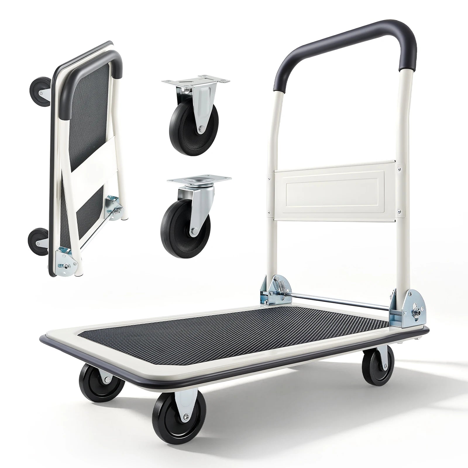 SucceBuy 330/660 lbs Cărăutor/Platformă pliabilă cu roți pivotante, platformă mobilă, mânere de împingere, cărămidă/plată pentru depozitare ușoară