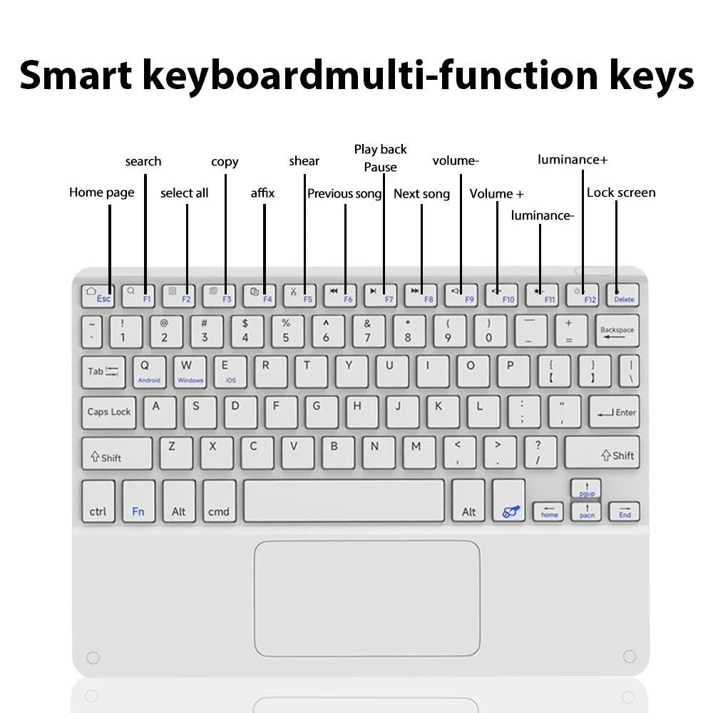 Rechargeable Bluetooth Keyboard with Touchpad