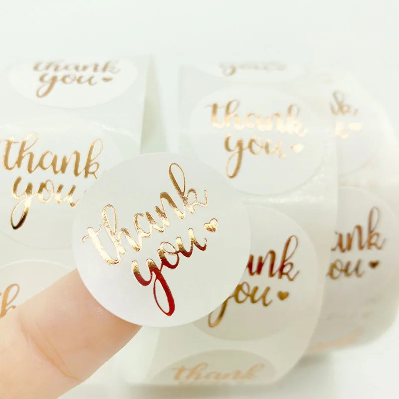 Rose Gold Thank You Sticker Roll – 500 Decorative Labels