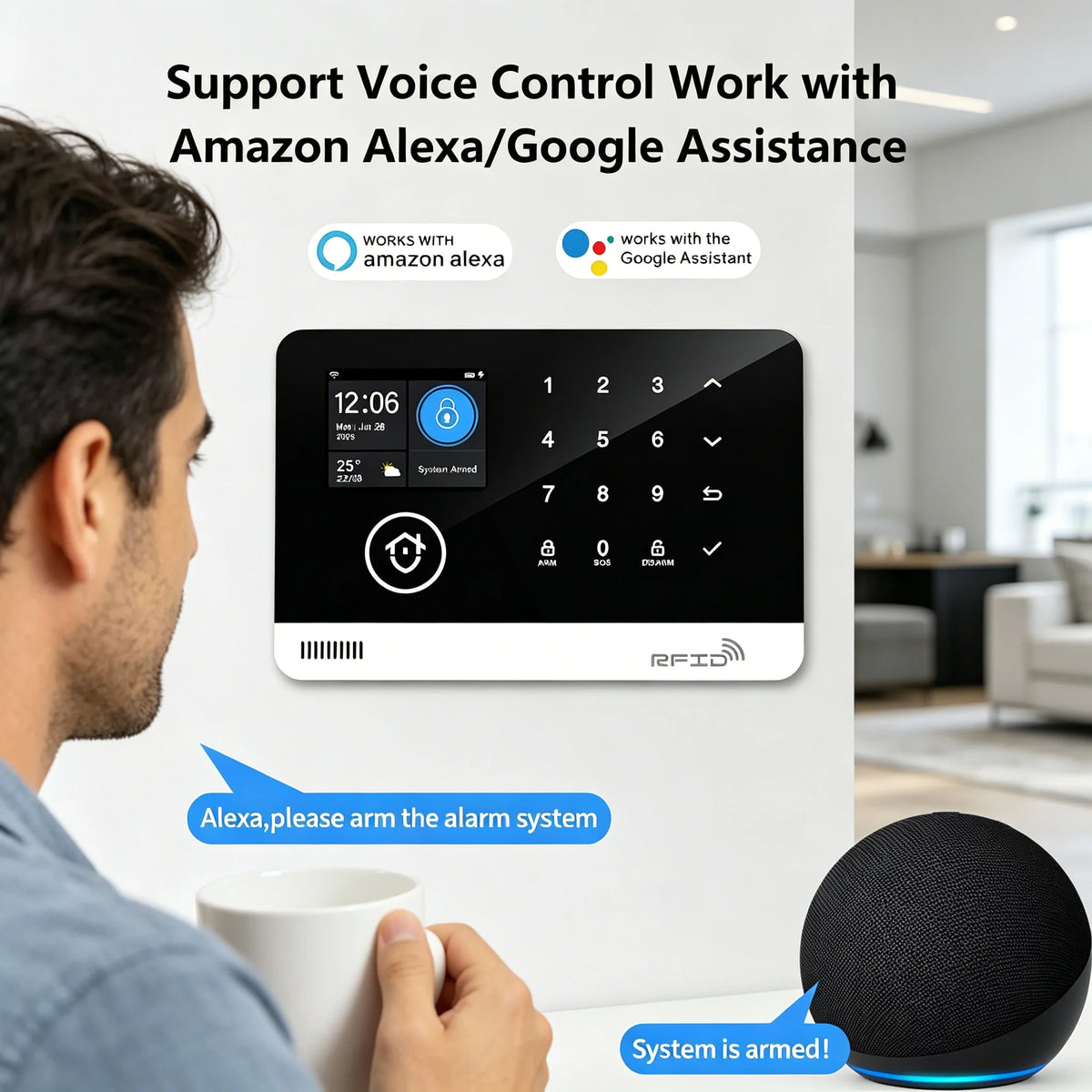 Tugard Smart Home Security Alarm System Kit Wireless 120dB Siren Motion Sensor with WiFi GSM Tuya App Alexa Google Assistant Remote Control