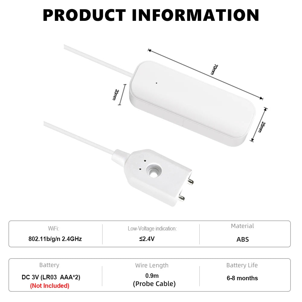 Water Contact Sensor with Probe, Wi-Fi or Zigbee Options