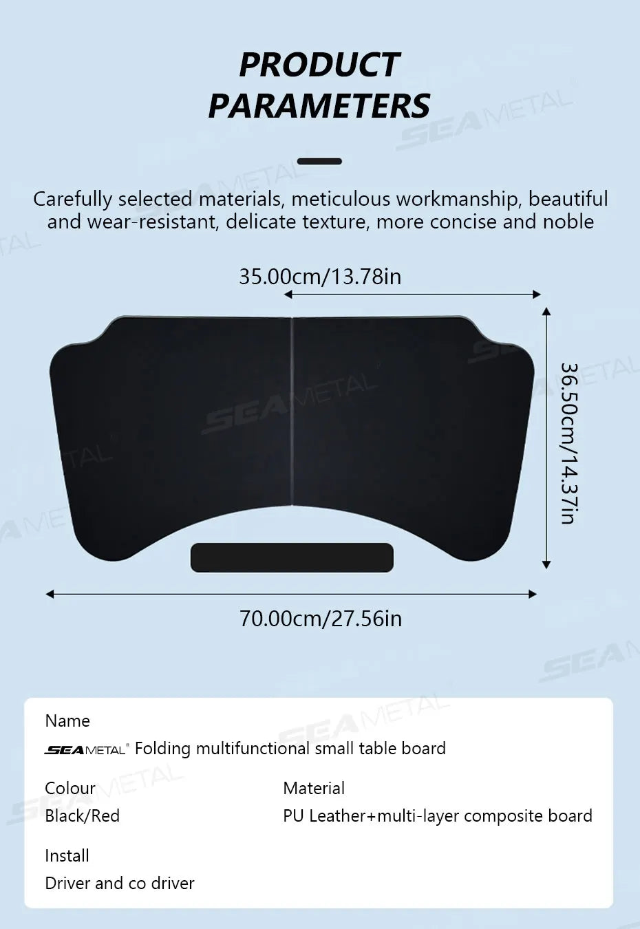 SEAMETAL Car Temporary Tray for Laptop Stable Large Load-Bearing Car Table Board Foldable Large Car Dining Table Drink Holder