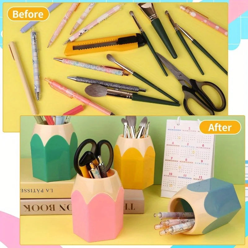 Pencil-Shape Desktop Pen Holders, Pack of 5