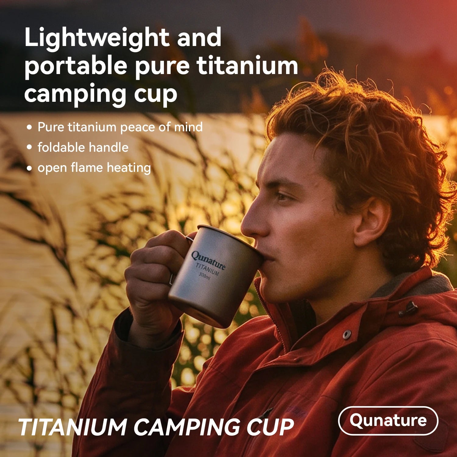 Titanium Camping Mug 300ml Ultralight Cup with Handle